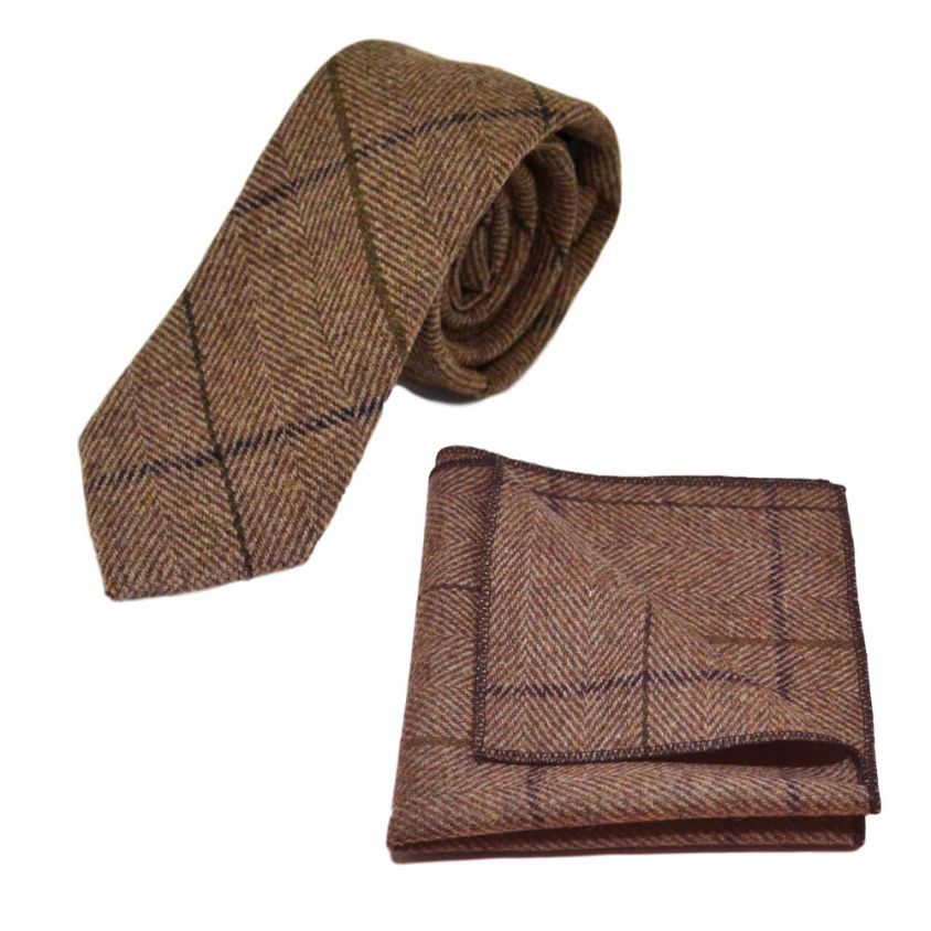 King & Priory Luxury Herringbone Papillon in Tweed Marrone Mocha, Farfallino