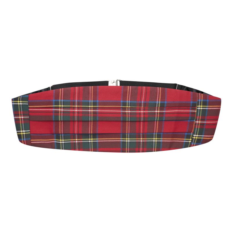 Set Cummerbund In Tartan Royal Stewart Con Papillon E Fazzoletto Da Tasca – Fatto A Mano UK