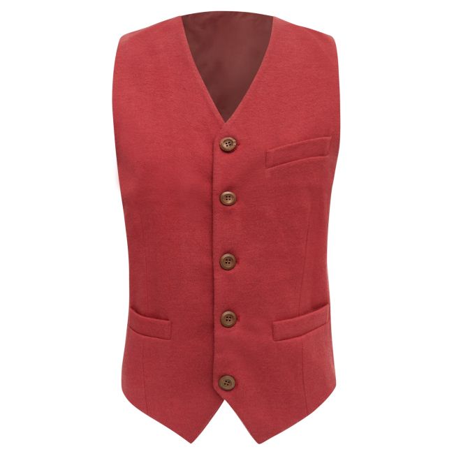 Dark Pastel Red Donegal Tweed Waistcoat | King & Priory