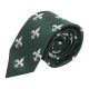 Dark Green Fleur De Lys Herringbone Tie