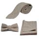 Beige Birdseye Check Tie, Bow Tie & Pocket Square Set