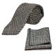 Black & White Dogtooth Tie & Pocket Square Set