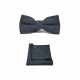 Highland Weave Deep Blue Bow Tie & Pocket Square Set