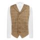 Brown Herringbone Windowpane Check Waistcoat with Lapel
