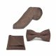 Highland Weave Hessian Brown Bow Tie, Tie & Pocket Square Set