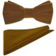Cider Brown Velvet Bow Tie & Pocket Square Set