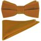 Dark Gold Velvet Bow Tie & Pocket Square Set