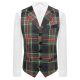 Dark Green Tartan Check Waistcoat with Lapel
