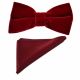Dark Red Velvet Bow Tie & Pocket Square Set