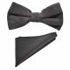 Dark Silver Grey Velvet Bow Tie & Pocket Square Set