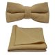 Golden Yellow Herringbone Bow Tie & Pocket Square Set