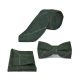 Luxury Herringbone Forest Green Tweed Bow Tie, Tie & Pocket Square Set