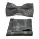 Slate Grey & Blue Birdseye Check Bow Tie & Pocket Square Set