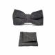 Luxury Herringbone Charcoal Grey Tweed Bow Tie & Pocket Square Set