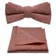 Highland Weave Stonewashed Brick Red Bow Tie & Pocket Square Set