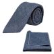 Highland Weave Stonewashed Blue Tie & Pocket Square Set