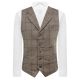 Light Khaki Brown Herringbone Check Waistcoat with Lapel