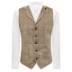 Light Oak Brown Herringbone Check Waistcoat with Lapel