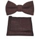 Mahogany Herringbone Check Bow Tie & Pocket Square Set
