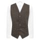 Luxury Herringbone Mocha Brown Tweed Waistcoat