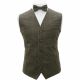 Heritage Check Moss Green Waistcoat & Bow Tie Set