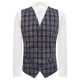 Navy Blue Tartan Check Waistcoat