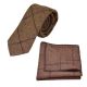 Peanut Brown Herringbone Check Tie & Pocket Square Set