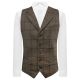 Peanut Brown Herringbone Check Waistcoat with Lapel