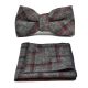 Heritage Pebble Grey Check Bow Tie & Pocket Square Set