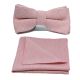 Candy Pink & Cream Herringbone Bow Tie & Pocket Square Set