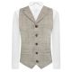 Luxury Herringbone Light Grey Tweed Waistcoat with Lapel
