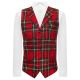 Red Tartan Check Waistcoat with Lapel