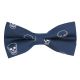Navy Blue Skull Embroidered Bow Tie