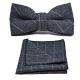 Stone Blue Birdseye Check Bow Tie & Pocket Square Set
