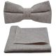 Stonewashed Oatmeal Bow Tie & Pocket Square Set
