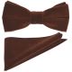 Walnut Brown Velvet Bow Tie & Pocket Square Set