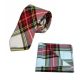 Traditional White & Red Tartan Tie & Pocket Square Set