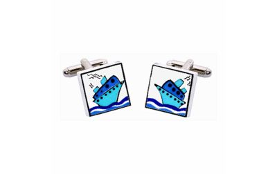 Blue Ship Cufflinks by Sonia Spencer