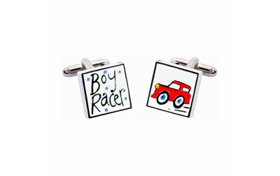 Red Boy Racer Cufflinks by Sonia Spencer