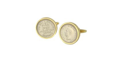 1947 Sixpence Cufflinks in Gold Mount