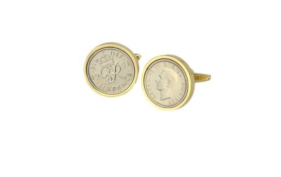 1951 Sixpence Cufflinks in Gold Mount