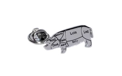 Butchers Cuts of Pork Pig Lapel Pin