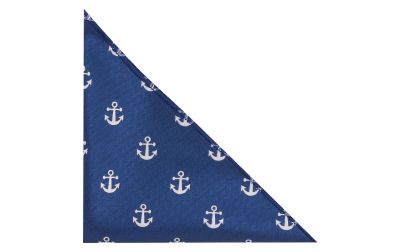Navy Blue Anchor Herringbone Pocket Square