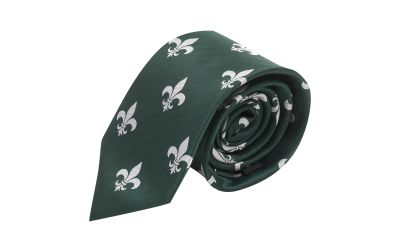 Dark Green Fleur De Lys Herringbone Tie