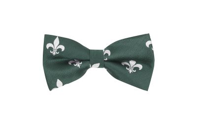 Dark Green Fleur De Lys Herringbone Bow Tie