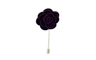 Aubergine Purple Velvet Flower/Rose Lapel Pin