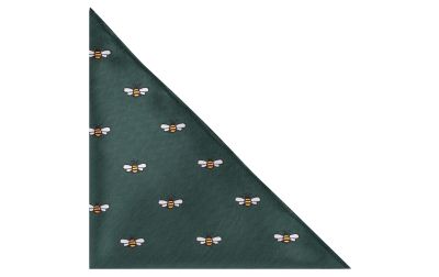 Dark Green Bee Herringbone Pocket Square