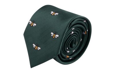 Dark Green Bee Herringbone Tie