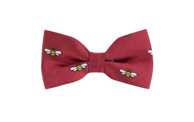 Burgundy Red Bee Herringbone Bow Tie
