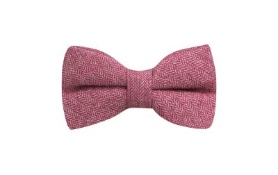 Berry Red Herringbone Bow Tie